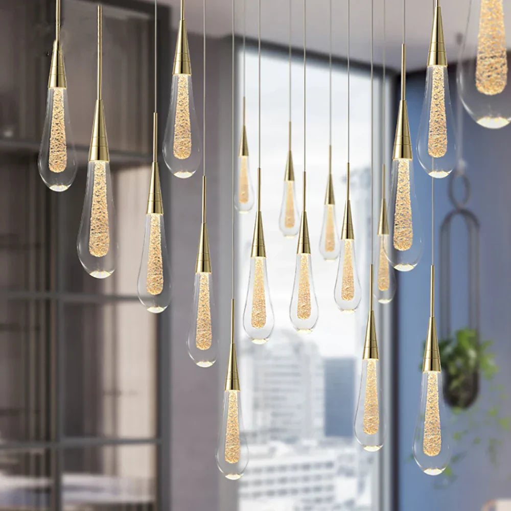 DecorBites™ Crystal Glass LED Pendant Lights - Tear Drop Design for Restaurant, Bar, Staircase