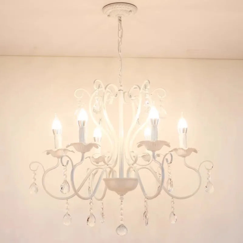 DecorBites™ Black White Metal Chandelier with Crystal Pendants for Elegant Home Lighting