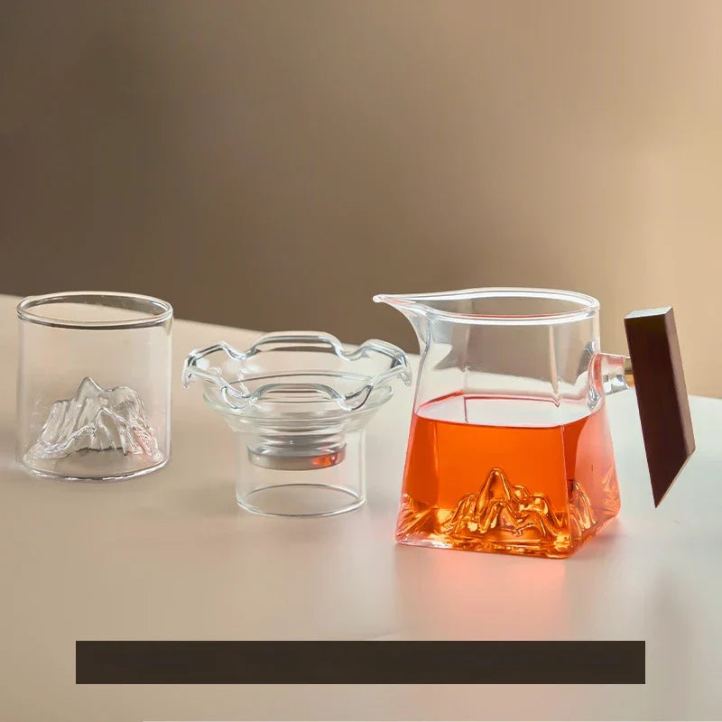 طقم كوب شاي زجاجي كونغ فو من DecorBites™ بمقبض وفلتر، 350 مل