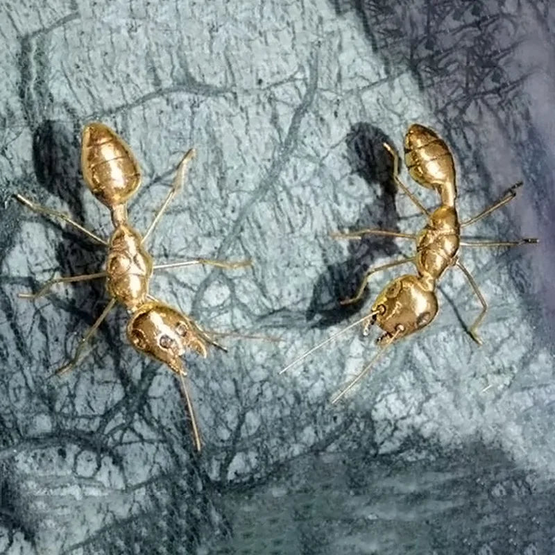 DecorBites™ Golden Metal Ants Decorative Figurines Insect Home Decor Pieces
