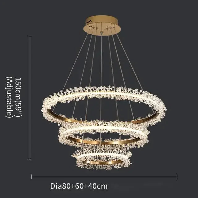 DecorBites™ Crystal Gold Ring LED Chandelier for Home Decoration Luxurious Living Room Dining Bedroom