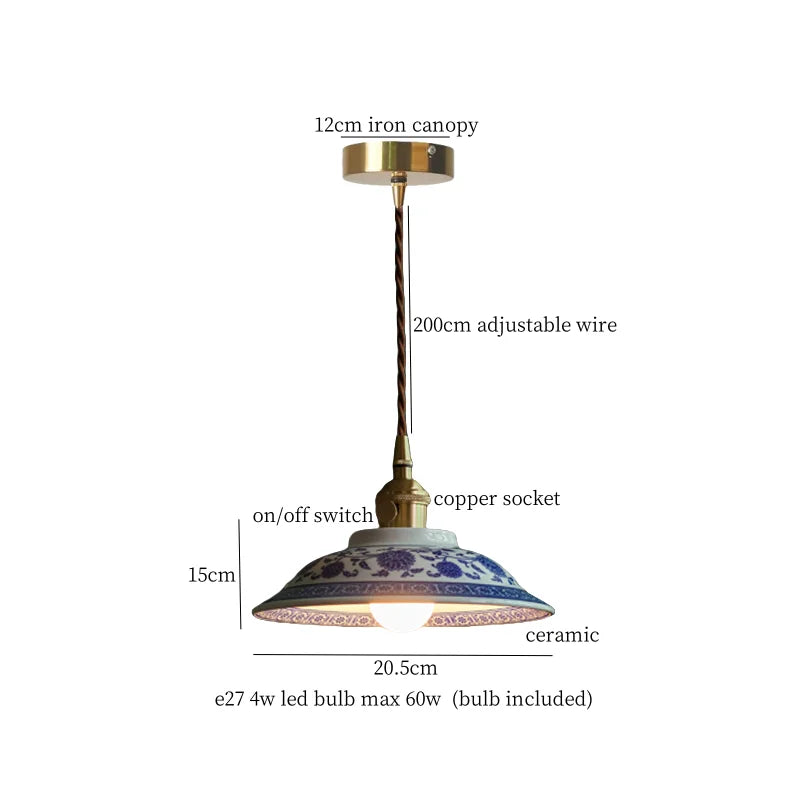DecorBites™ Cyan Ceramic LED Pendant Light for Loft Cafe Bar Decor