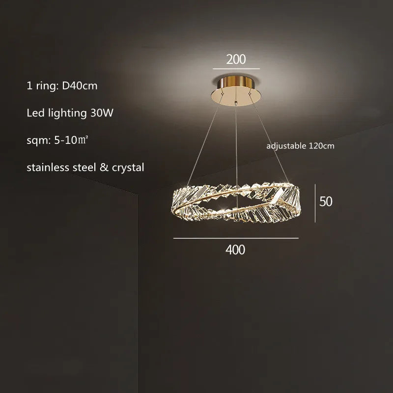 DecorBites™ Irregular Gold Steel LED Pendant Light with Dimmable K9 Crystals