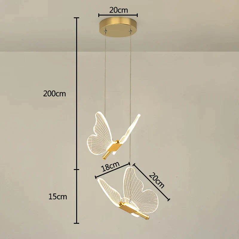 ثريات فراشة ذهبية بإضاءة LED من DecorBites™ للمنزل، السلالم، غرفة المعيشة، وغرف النوم