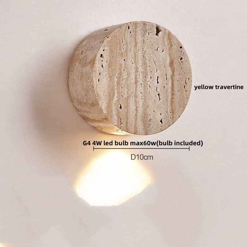 DecorBites™ Double LED Wall Lamp Sconce Yellow Cave Stone Iron Canopy Mirror Light
