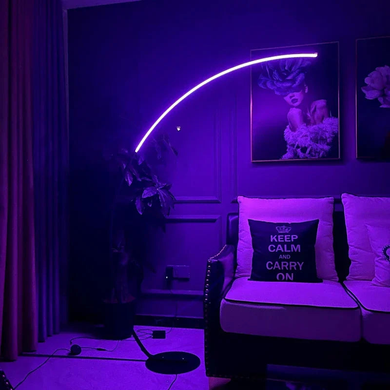 DecorBites™ C-shaped Arc Floor Lamp LED Dimmable Remote Control for Living Room Bedroom