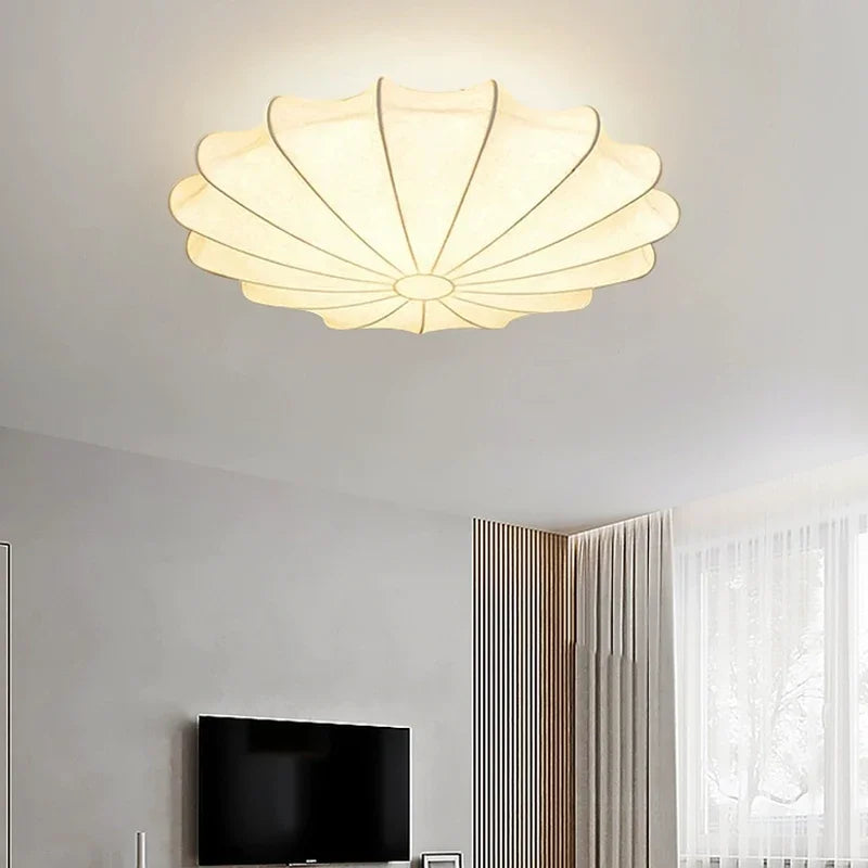 DecorBites™ Cream Silk LED Ceiling Lamp for Living Room Bedroom, Nordic Minimalist Style
