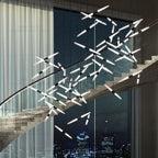 Modern Black Multi-Light Stairwell Pendant Light