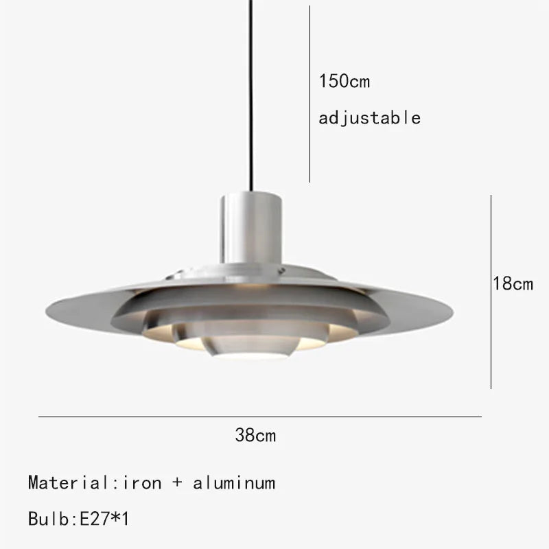 Art Deco White and Silver Aluminum Pendant Light