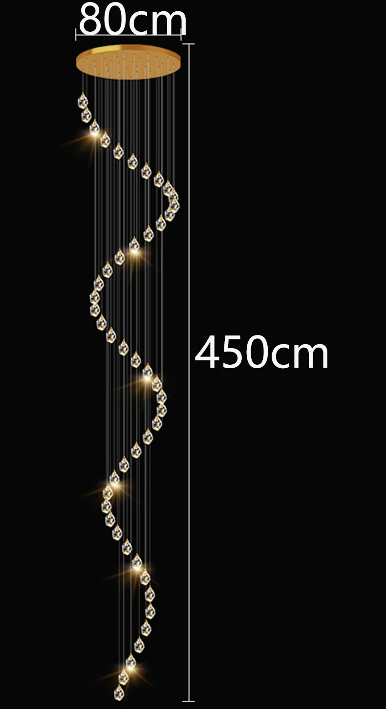 Modern Crystal Staircase Chandelier Pendant Light