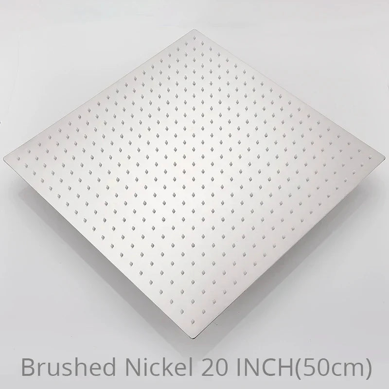 DecorBites™ 20 Inch Square Stainless Steel Rainfall Shower Head - Luxury Chrome Finish