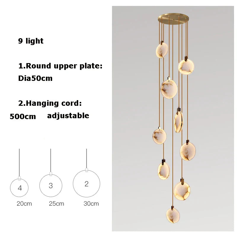 DecorBites™ 2025 Art Deco Marble Golden Lustre LED Chandelier Lighting