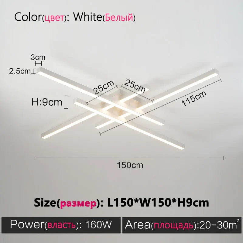 DecorBites™ Black Chandelier LED Ceiling Lamp: Nordic Minimalist Square Living Room & Bedroom Lights