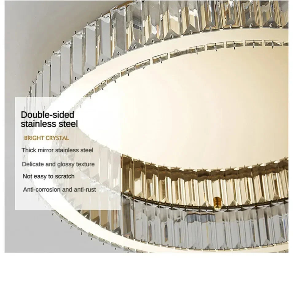 DecorBites™ Crystal Circle LED Ceiling Chandelier for Modern Living Room, Bedroom, and Study