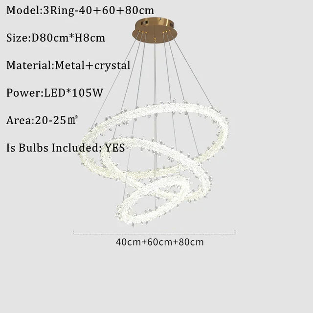 DecorBites™ Lustre rond en cristal K9 : Suspension LED moderne pour la maison, le salon, la chambre, le hall d'entrée