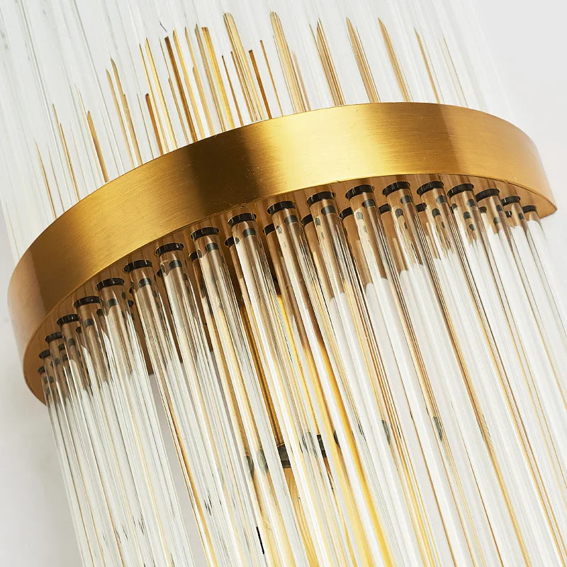 DecorBites™ Crystal Wall Lamp: Elegant Golden LED Sconce for Bedroom, Living Room & Bathroom