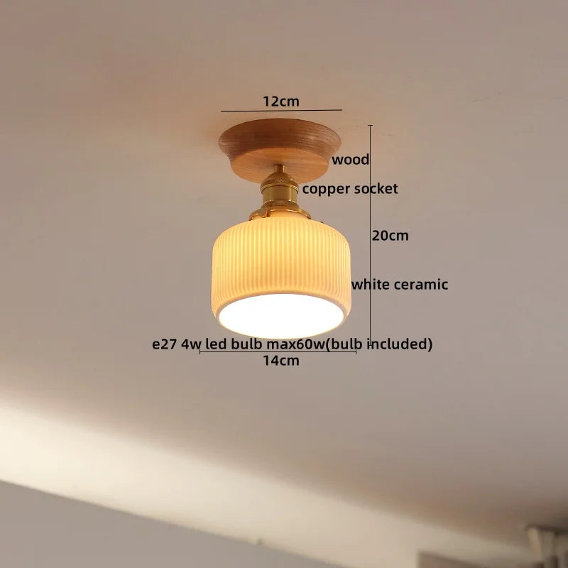 DecorBites™ Glass Wood LED Ceiling Lamp for Home Lighting and Decoration