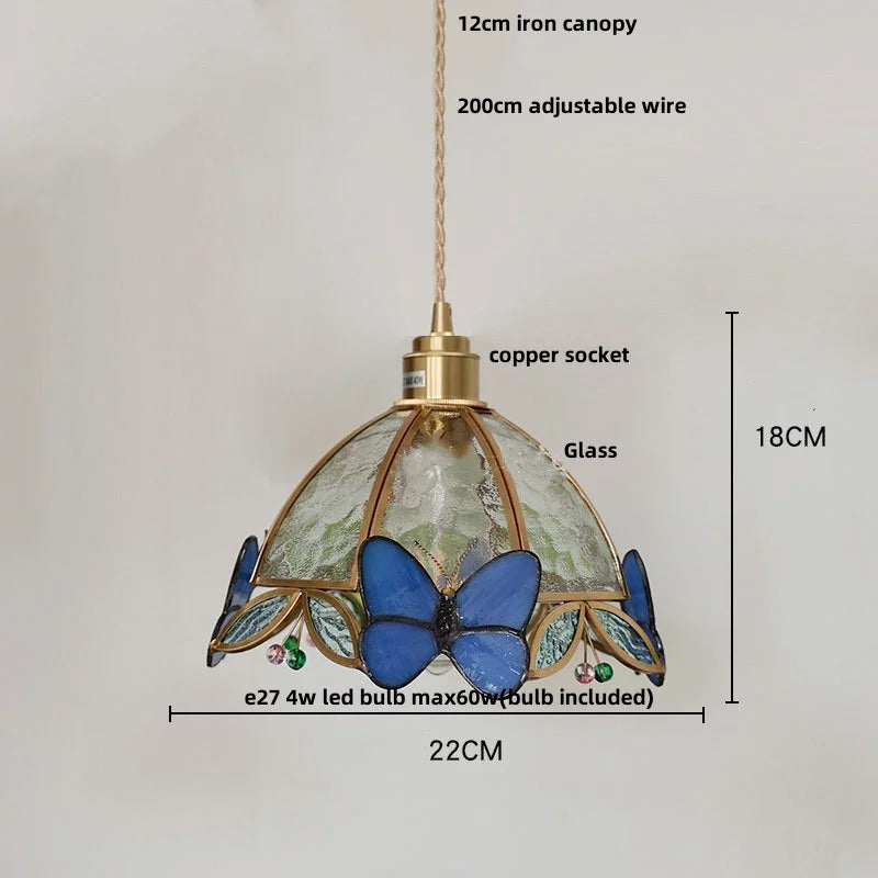 DecorBites™ Butterfly Pink LED Pendant Lamp Walnut Wood Glass Nordic Modern Home Decor