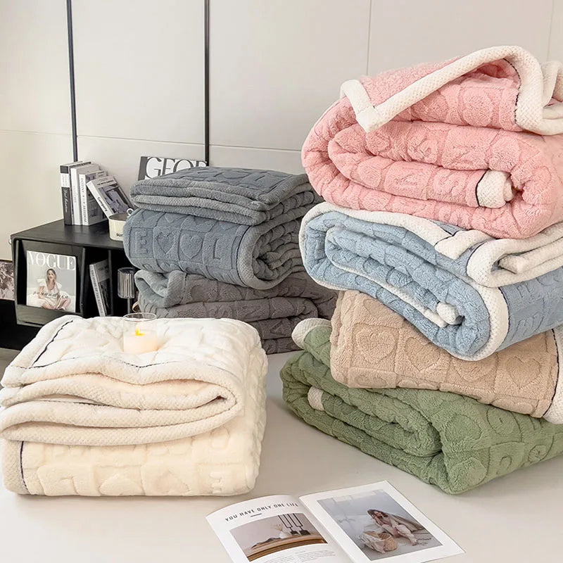 DecorBites™ Cozy Lamb Wool Blanket: Double-Sided, Thick Coral Fleece, Skin-Friendly & Warm