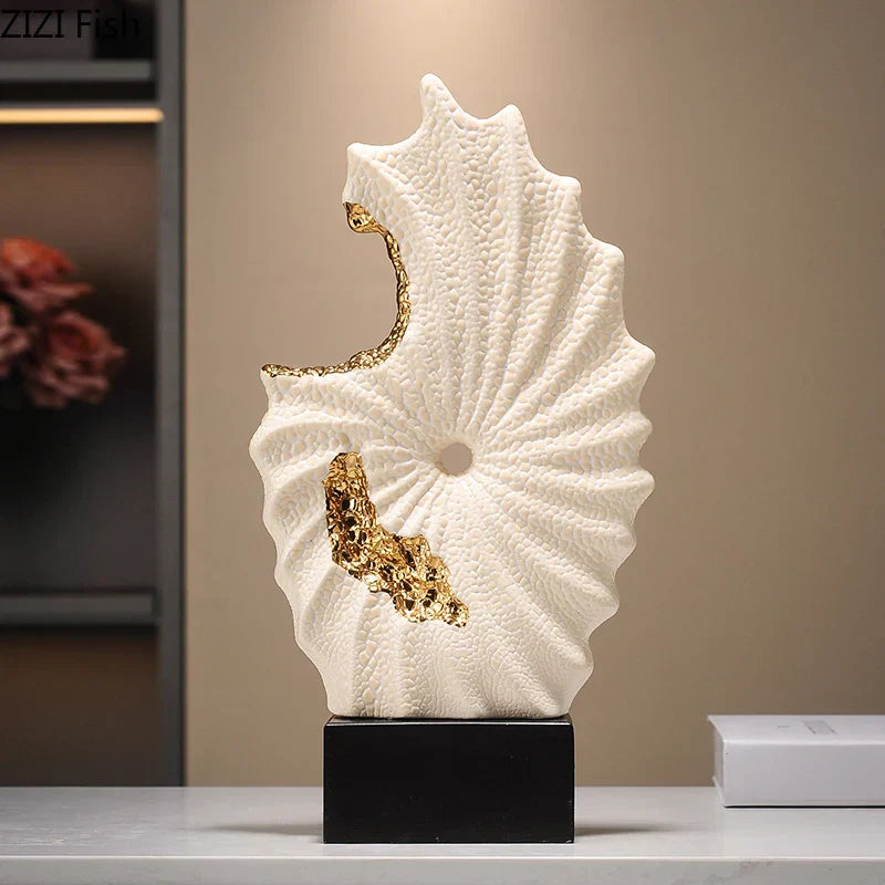 DecorBites™ Gilded Ceramic Landscape Feng Shui Desk Ornament: Abstract Room Decor & Aesthetics