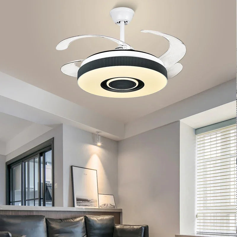 مروحة سقف ثريا من DecorBites™ قابلة للسحب مع جهاز تحكم عن بعد وإضاءة LED غير مرئية