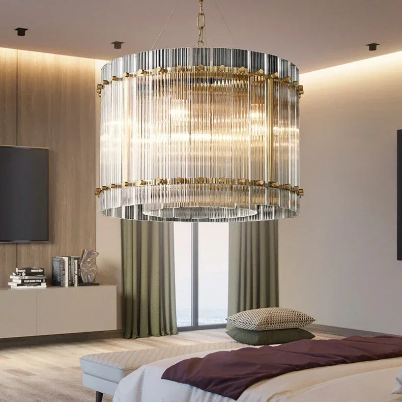 ثريا كريستال بحلقات مزدوجة ذهبية DecorBites™ لغرفة النوم وغرفة الطعام وغرفة المعيشة