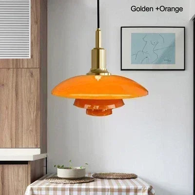 Danish Three-Layer Dish Glass Pendant Light