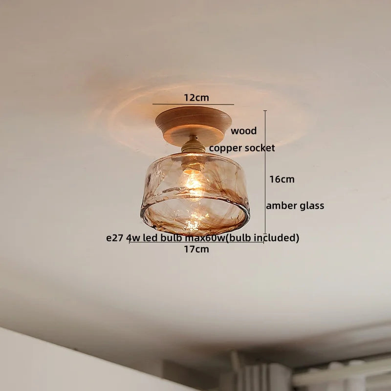DecorBites™ Glass Wood LED Ceiling Light Modern Ceiling Lamp