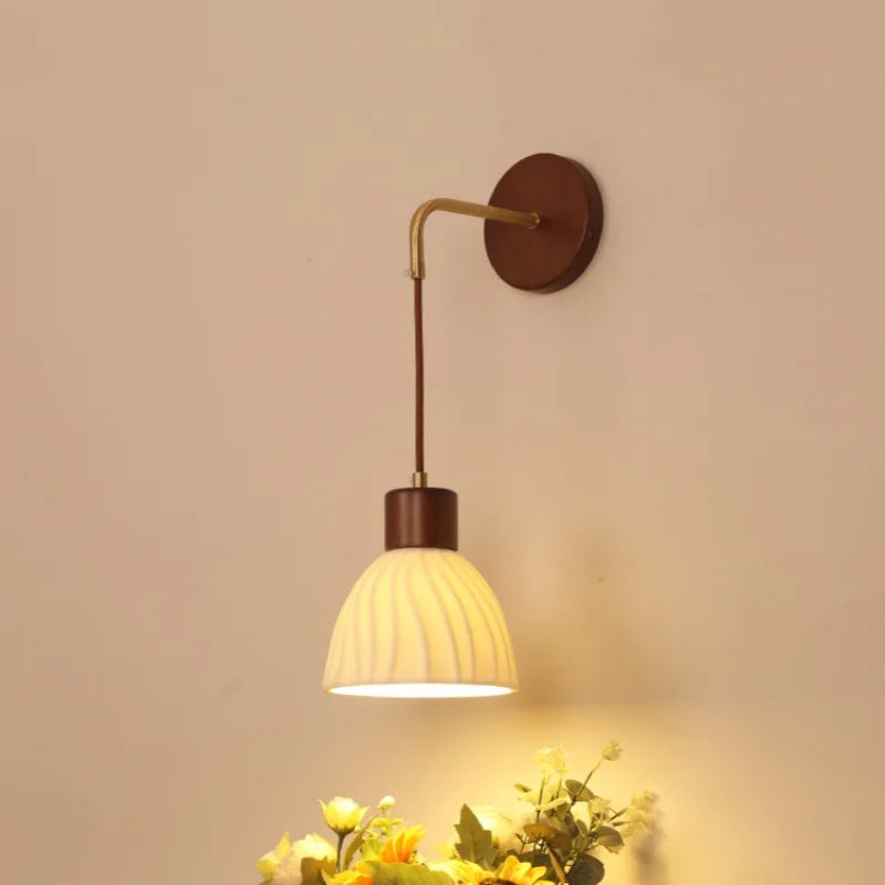 DecorBites™ Adjustable LED Wall Light Fixture with Ceramic Wood Base for Home Decor