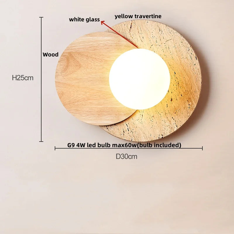DecorBites™ LED Wall Lamp Sconce Yellow Travertine Square Stair Light Waterproof Fixture