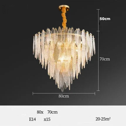 ثريا زجاجية ذهبية بإضاءة ليد من DecorBites™ لغرفة الطعام والمعيشة وغرفة النوم_الكلمة الرئيسية: مصابيح متدلية