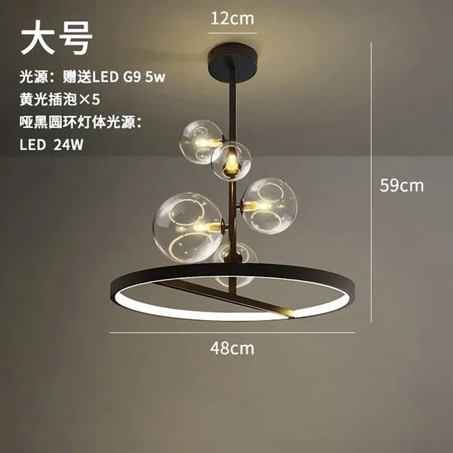 DecorBites™ Glass Ball LED Chandelier: Modern Nordic Style for Living, Dining, Kitchen, Study