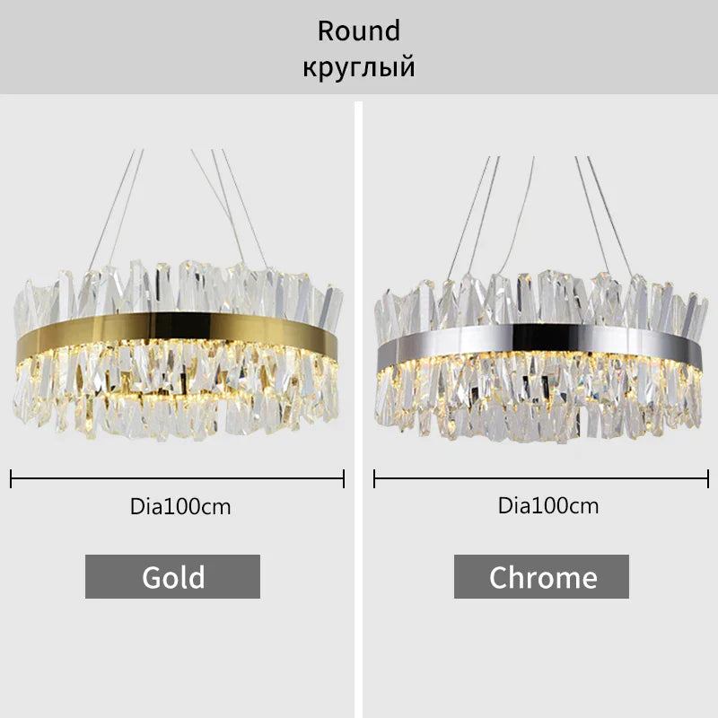 DecorBites™ Crystal LED Pendant Light Chrome/Gold Luxury Chandelier for Kitchen Living Room.