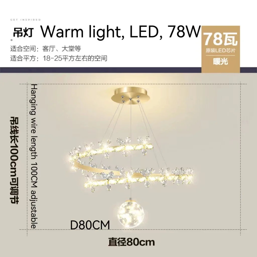 DecorBites™ Crystal Gold Ceiling Chandelier: Luxury Nordic Living Room Lamp