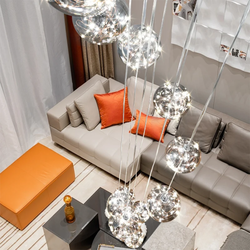Gypsophila Glass Bubble Staircase Pendant Chandelier