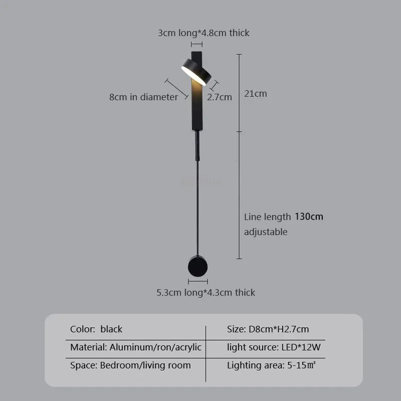 DecorBites™ Adjustable LED Wall Lamp Rotation Dimming Switch Indoor Sconce Lighting