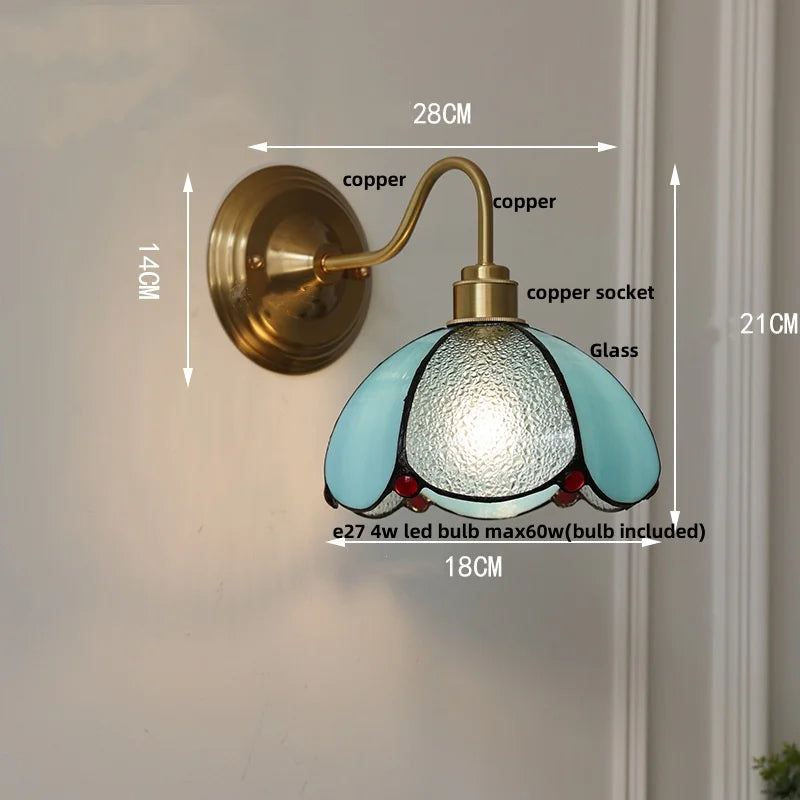 DecorBites™ Glass Brass Wall Sconce LED Light Fixture for Dining Living Room Bathroom Mirror