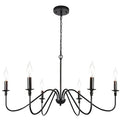 DecorBites™ Black 6-Light Chandelier, Wrought Iron Farmhouse Pendant Light, Classic Candle Fixture