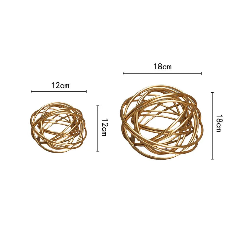 DecorBites™ Geometric Golden Thread Metal Balls Decorative Figurines