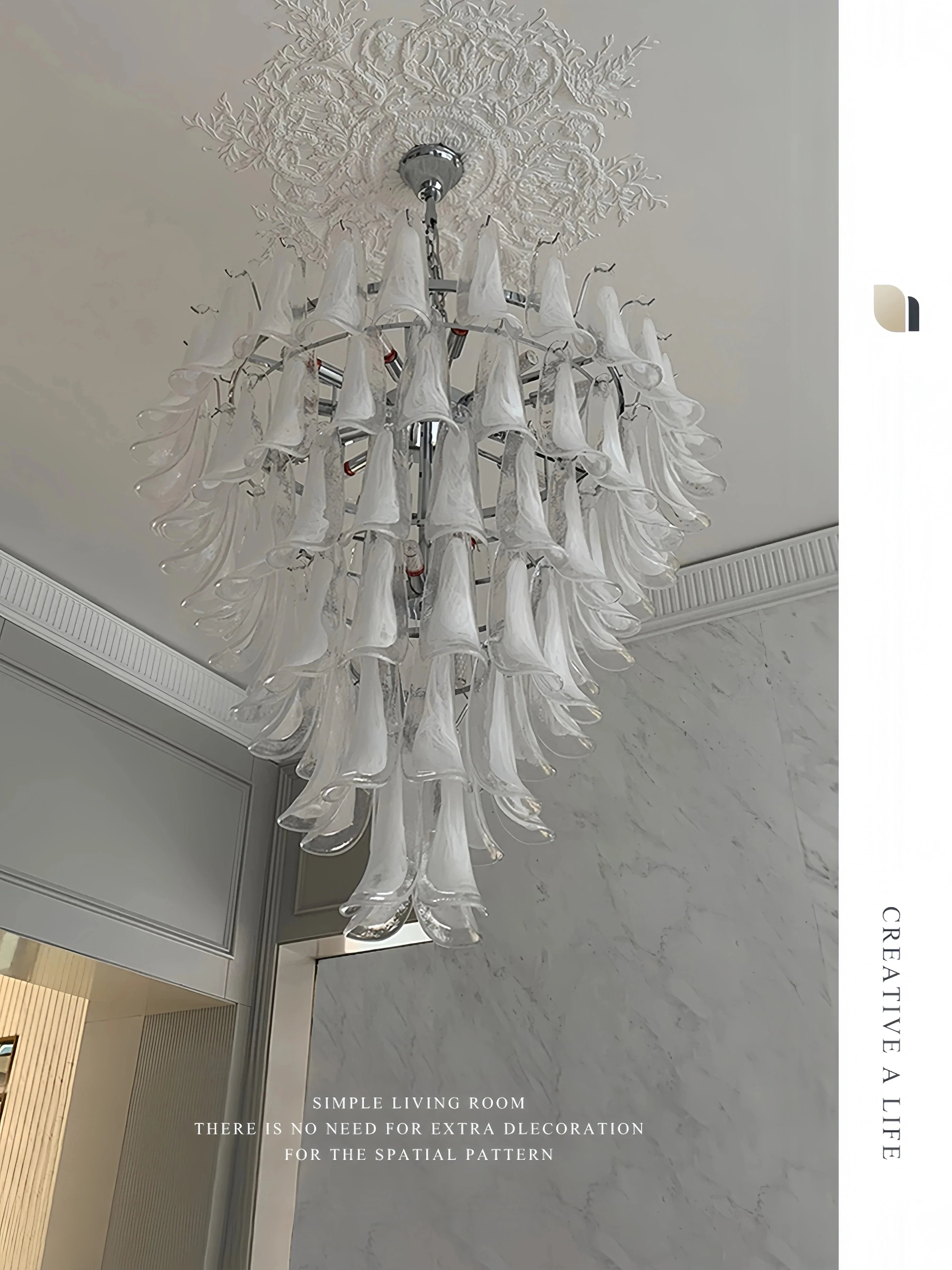نجفة زجاجية بتصميم فرنسي من DecorBites™ لتزيين غرفة المعيشة