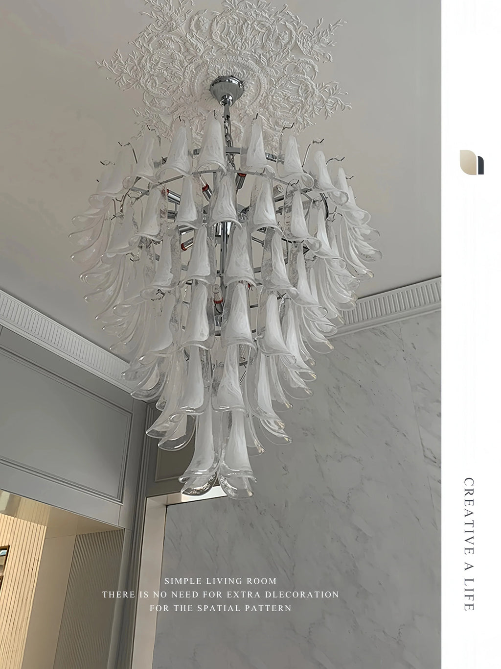 DecorBites™ French White Glass Pendant Lights: Luxury LED Hanging Lamps for Living & Dining Rooms