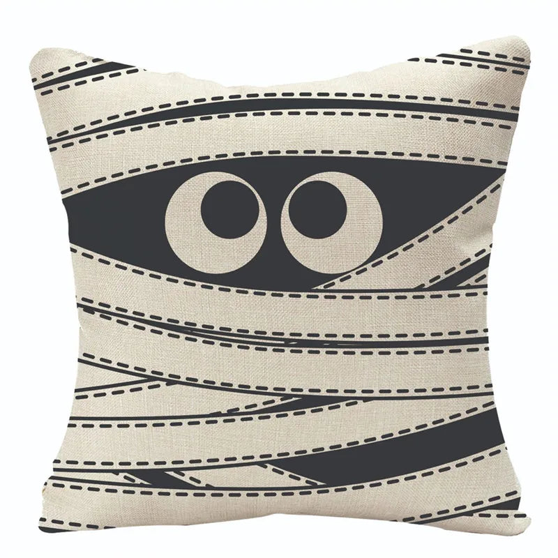 DecorBites™ Halloween Pumpkin Linen Cushion Cover Set for Home Sofa Bedroom Decor