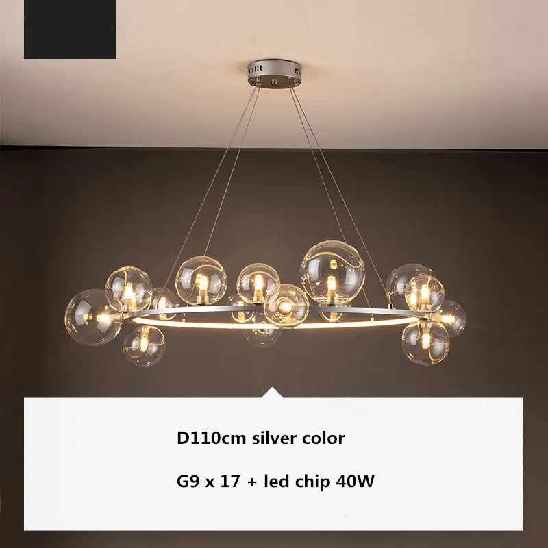 DecorBites™ Glass Ball G9 LED Chandelier: Modern Minimalist Nordic Design