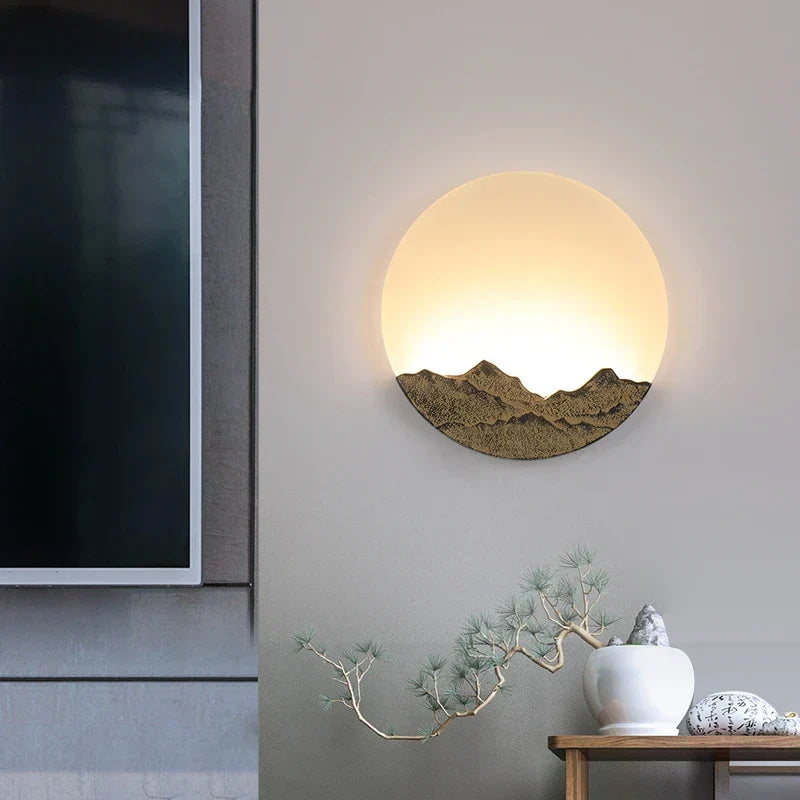 DecorBites™ مصباح LED جداري: غرفة معيشة على الطراز الصيني، ضوء دائري بجانب السرير، للممرات والسلالم والفنادق وغرف الشاي