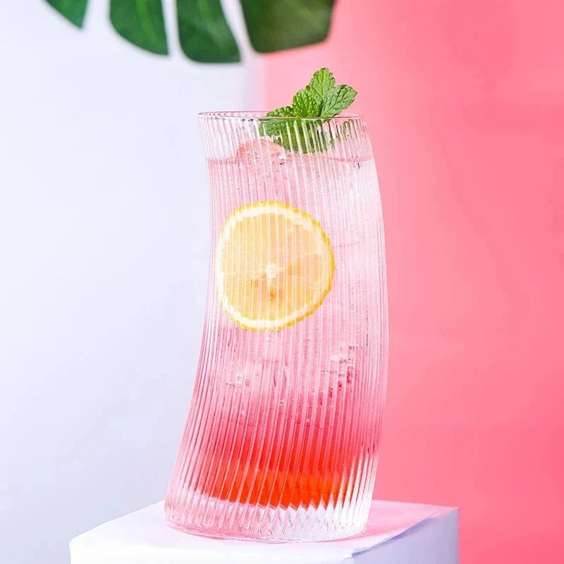 DecorBites™ 450ml/300ml Sail-Shaped Glass Cups | Elegant Glassware for Tea, Juice