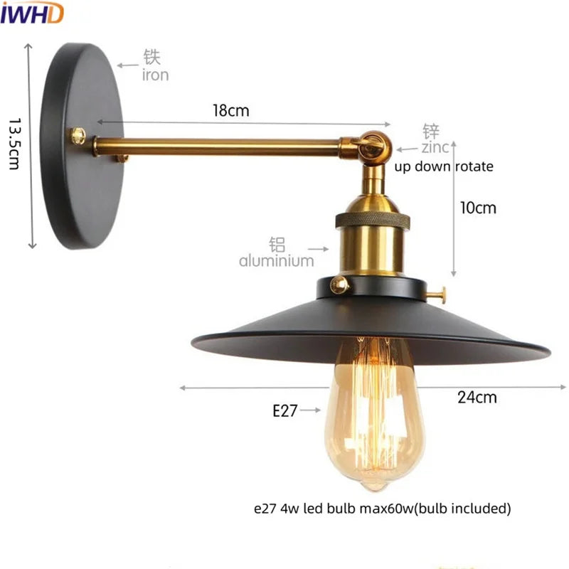 مصباح جداري صناعي LED ذهبي من DecorBites™ لإضاءة السلالم في العليّة وغرفة النوم