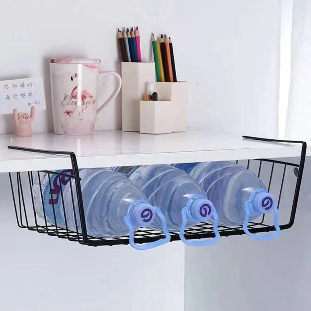DecorBites™ منظم مطبخ، رف تخزين مكتبي، سلة شبكية، حاملات خزانة
