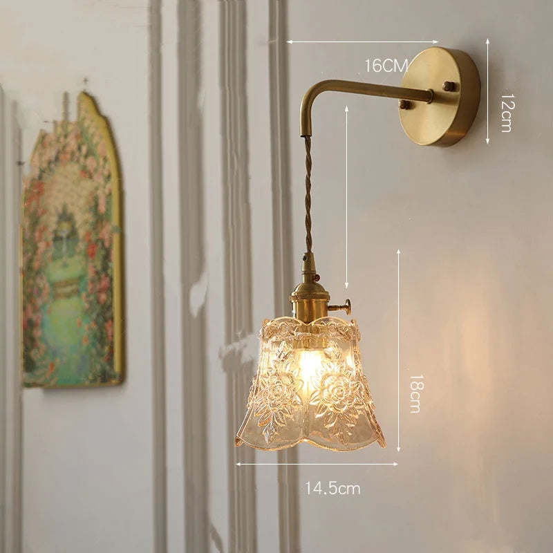 DecorBites™ Glass Clear LED Wall Light Fixture, Modern Copper Wall Lamp