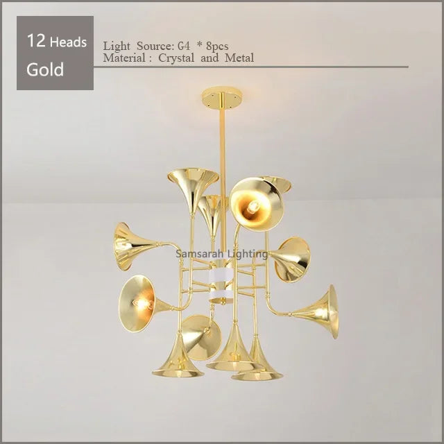 ثريا ترومبيت متوهجة ذهبية من DecorBites™ للمطبخ والردهة وغرفة الدراسة وغرفة الاستقبال