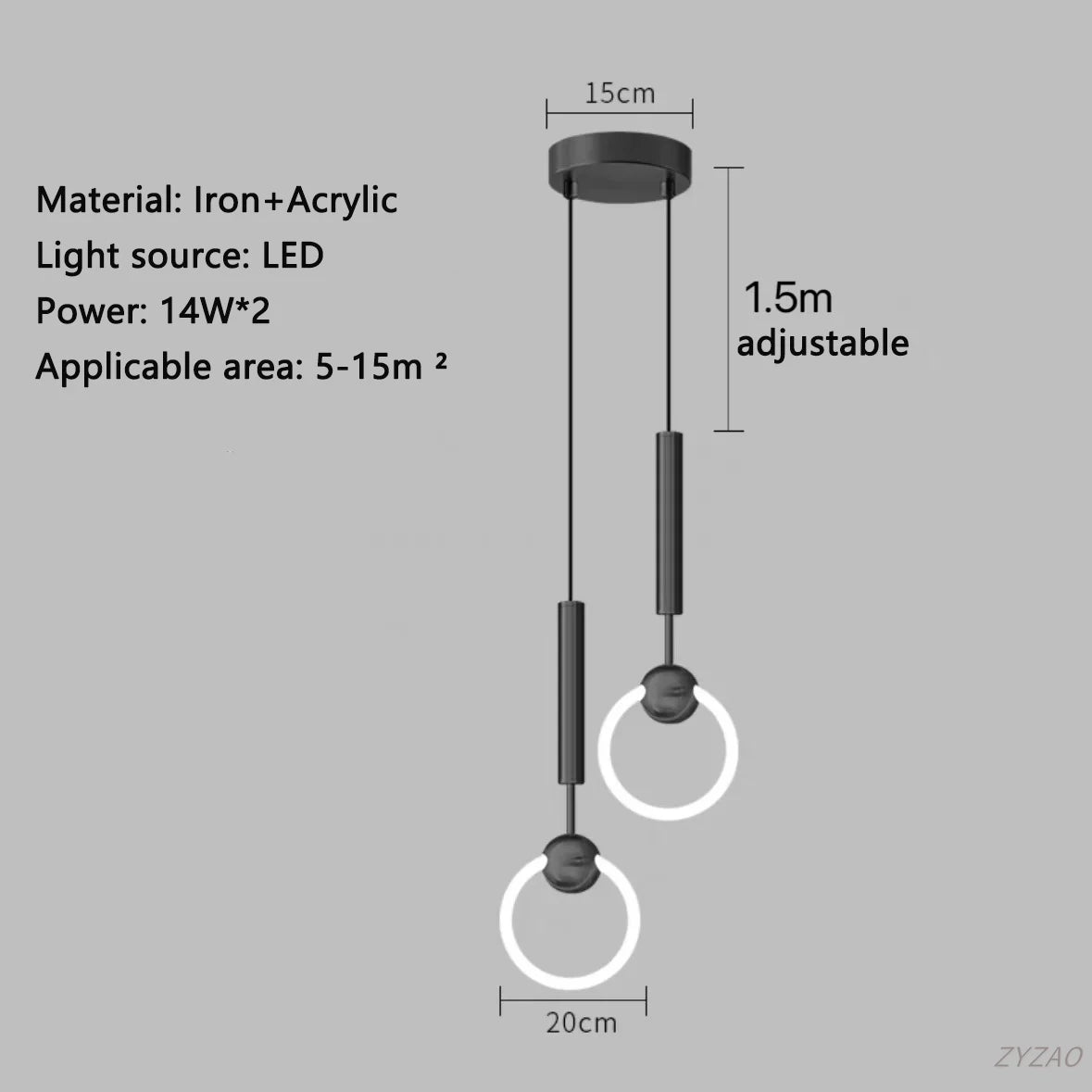 Modern Black Gold Iron Acrylic Pendant Light